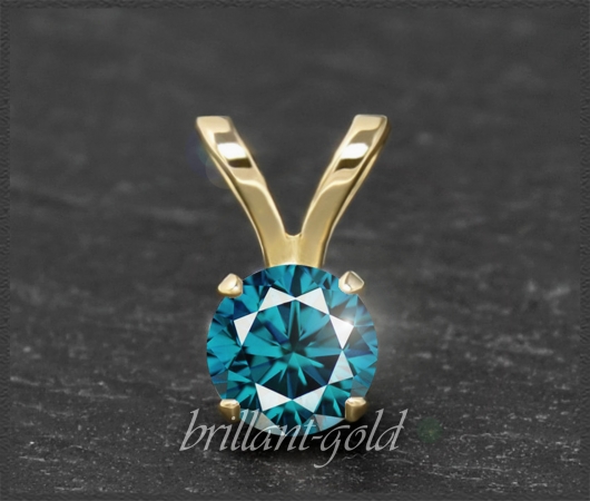 Brillant 585 Gold Anhänger, blau 0,10-0,50ct